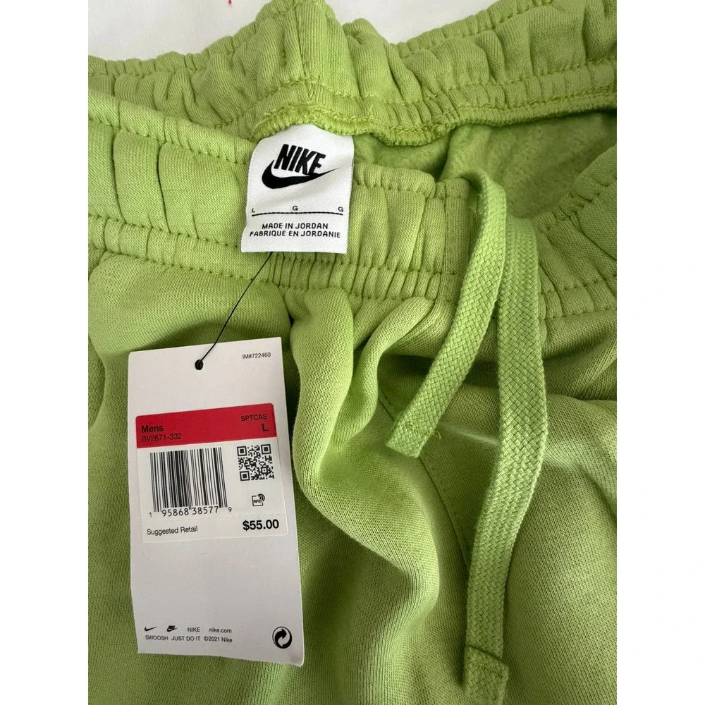 Nike Mens Club Fleece Shorts Lime Green BV2671-332 Size Large NWT